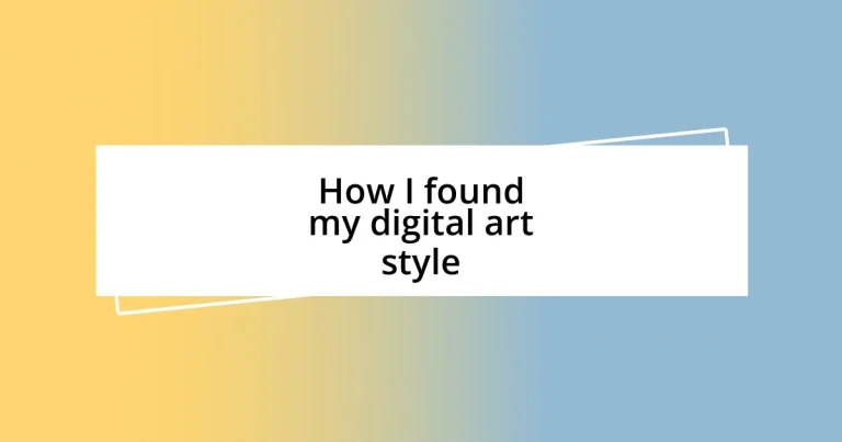 How I found my digital art style