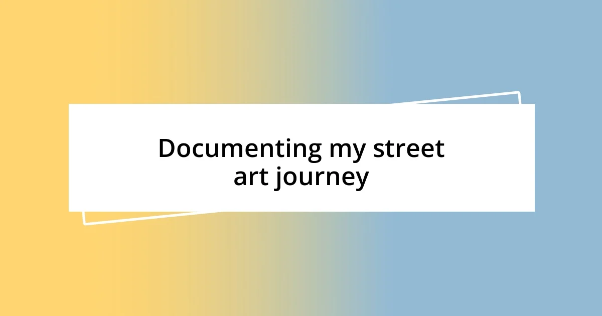 Documenting my street art journey