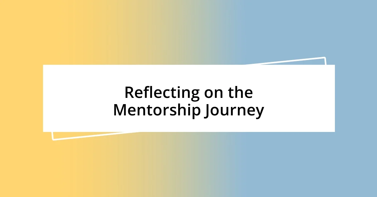 Reflecting on the Mentorship Journey