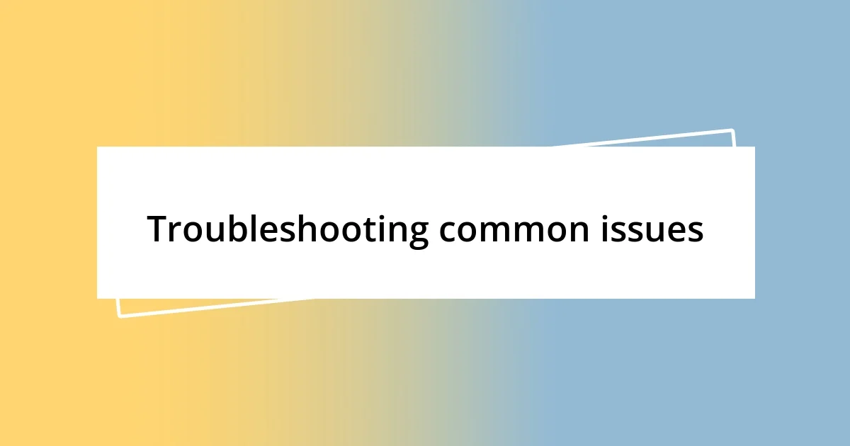 Troubleshooting common issues