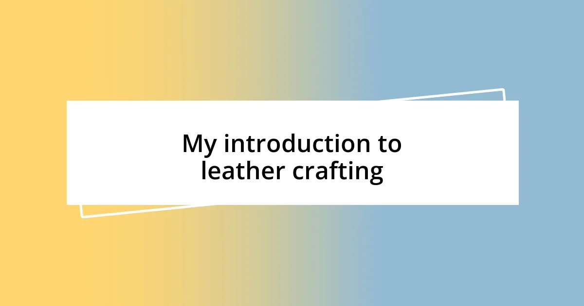 My introduction to leather crafting