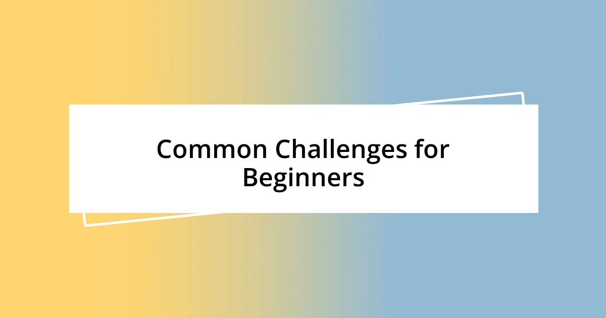 Common Challenges for Beginners